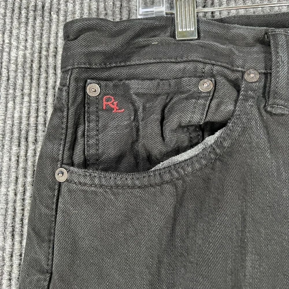 Polo Ralph Lauren Jeans Mens 36x32 Black Hampton Straight Leg Denim Selvedge